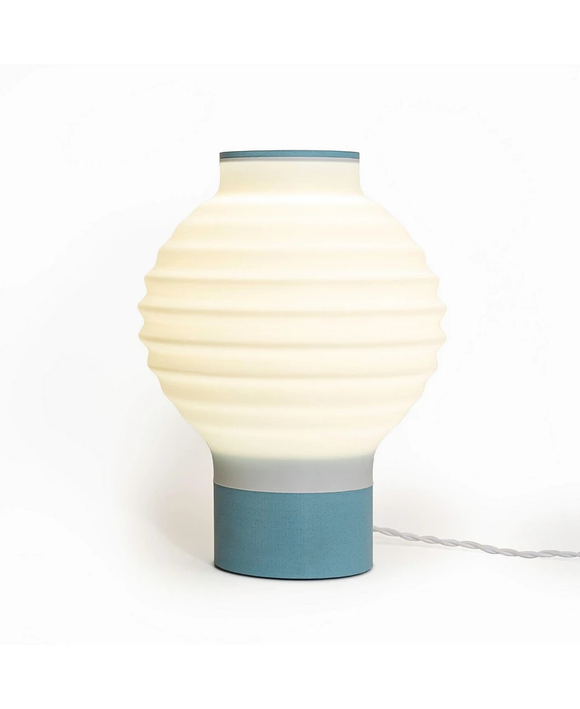 Jonathan Y Asian Lantern Retro Traditional Plant-Based Pla 3D Printed Dimmable Led Table Lamp, White/Blue