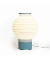 Jonathan Y Asian Lantern Retro Traditional Plant-Based Pla 3D Printed Dimmable Led Table Lamp, White/Blue