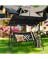 Sugift 3 Person Steel Frame Patio Swing with Polyester Angle and Adjustable Canopy