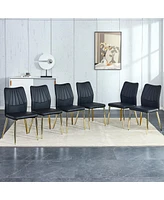 Simplie Fun Modern black dining chairs with golden metal legs