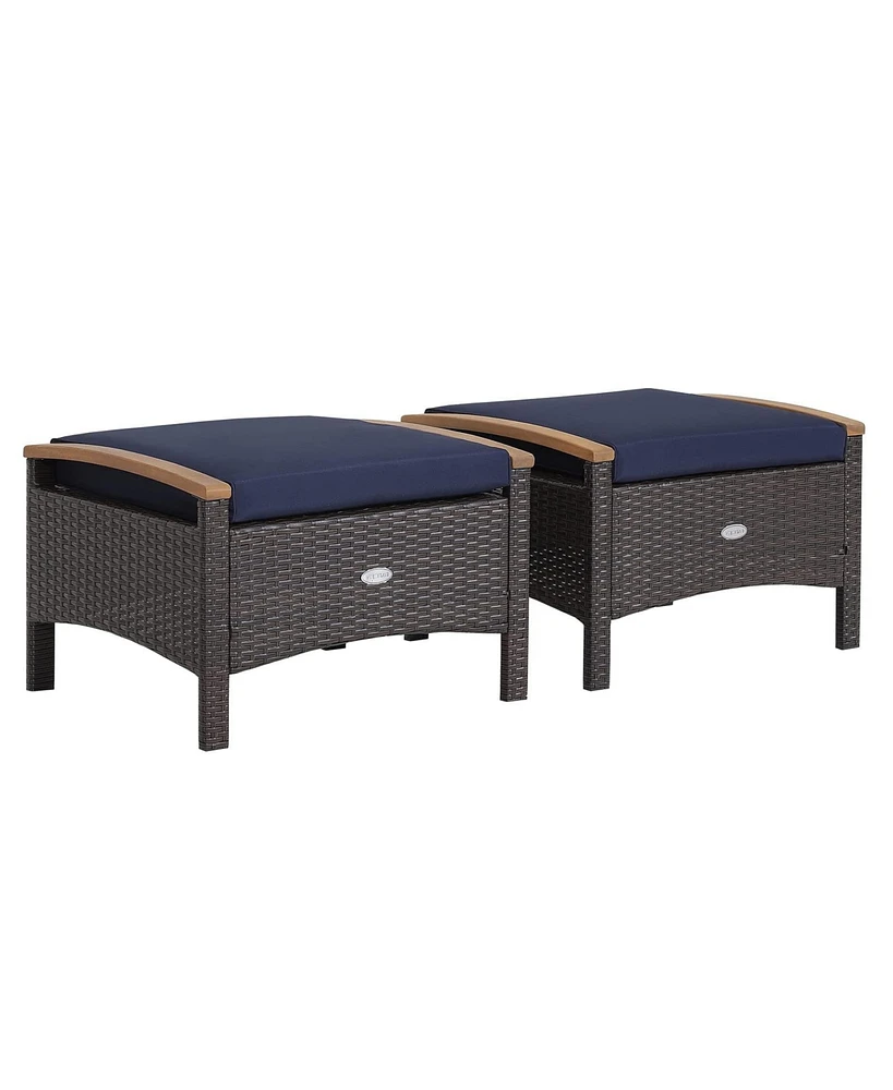 Sugift Set of 2 Fade-Resistant Wicker Patio Ottoman