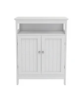 Simplie Fun Bathroom Standing Storage With Double Shutter Doors Cabinet