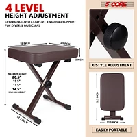 5 Core Keyboard Bench X Style Piano Stool Heavy Duty Adjustable Keyboards Chair