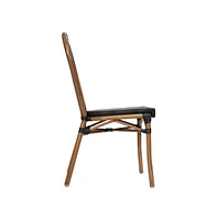 Merrick Lane Mael Set Of Four Stacking Thonet Bistro Style Chair With Textilene Seat And Bamboo Finished Metal Frame For Indoor/Outdoor Use