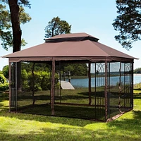 13 X 10 Outdoor Patio Gazebo Canopy Tent With Ventilated Double Roof And Mosquito Net