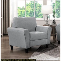 Streamdale Furniture Modern 1 Piece Chair Dark Textured Fabric Upholstered Rounded Arms Attached Cushion