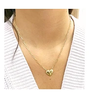 The Lovery Puffy Gold Paperclip Heart Necklace 14K Gold