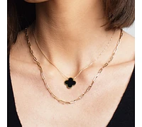 The Lovery Onyx Single Clover Necklace 14K Gold