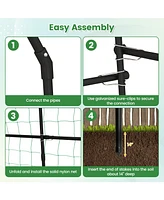 Sugift 7.5 Feet Garden Arch Trellis with Pe Coated Metal Structure