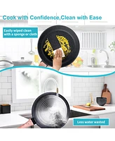 10-Piece Nonstick Ceramic Cookware Sets, Granite Pots and Pans Set with Silicone spatula