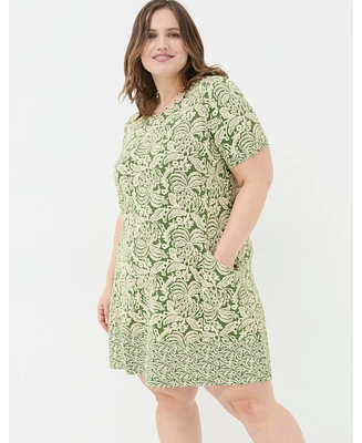 FatFace Plus Size Simone Damask Floral Jersey Dress