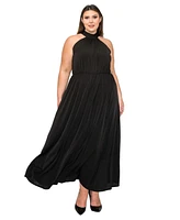 L I V D Plus Alexis Halter Neck Maxi Dress