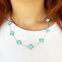 The Lovery Turquoise Clover Necklace 14K Gold