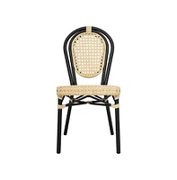 Merrick Lane Toulon Set Of Two Stacking Thonet Bistro Style Chair, Pe Cane Rattan Seat, And Metal Frame For Indoor/Outdoor Use