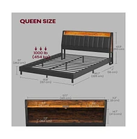 Slickblue Led Bed Frame Storage Headboard And Charging Station