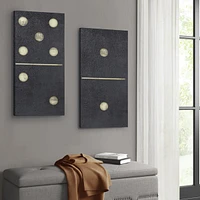 Simplie Fun Two Black Dominos 2-Piece Canvas Wall Art Set