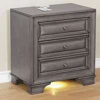 Streamdale Furniture Solid Wood 1 Piece Nightstand Nickel Round Knob Transitional Style 3-Drawers Nightstand