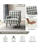 Ruarc Farmhouse Upholstered Armchair - Plaid Design Accent Chair