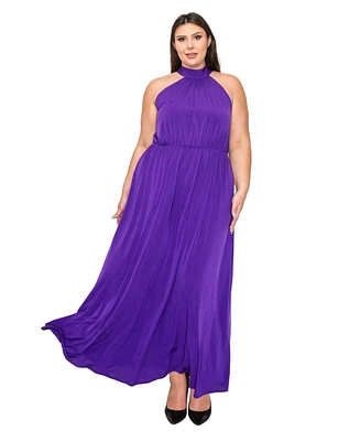 L I V D Plus Alexis Halter Neck Maxi Dress