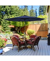 9 Ft Patio Solar Umbrella Led Patio Market Steel Tilt with Crank Outdoor