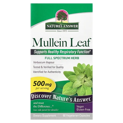 Nature's Answer Mullein Leaf 500 mg - 90 Vegetarian Capsules - Assorted Pre