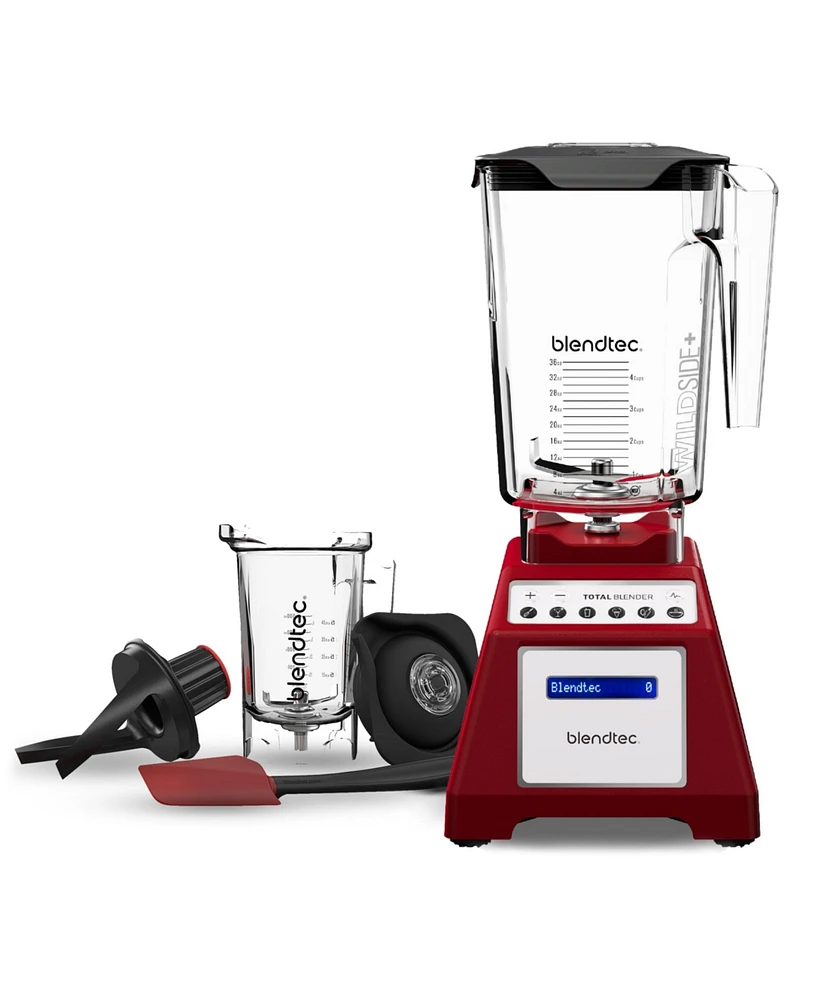 Blendtec Total Classic Original Blender, 90 oz WildSide+ Jar, 24 oz Twister Jar, and Spectacula Spatula - Red