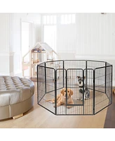 Sugift 8 Metal Panel Heavy Duty Pet Playpen Dog Fence with Door