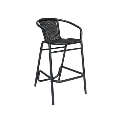 Emma+Oliver Rhea Indoor/Outdoor Restaurant Style Rattan Barstool