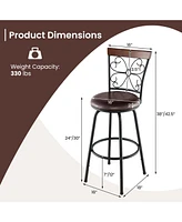 Sugift 2 Pieces 24-30 Inch Adjustable Pu Cushioned Swivel Barstools