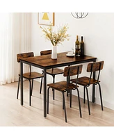 Streamdale Furniture 5-Piece Industrial Style Dining Set, Rustic Brown