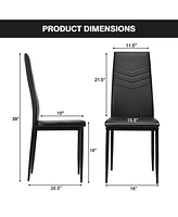 Sugift Set of 4 High Back Dining Chairs with Pvc Leather and Non-Slip Feet Pads