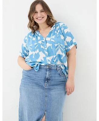 FatFace Plus Size Willow Med Geo Blouse