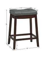 Sugift Set of 2 24-Inch Height Backless Counter Stool with Footrest