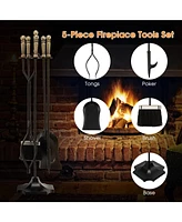 Sugift 31 inch 5 Pieces Metal Fireplace Tool Set with Stand