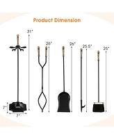 Sugift 31 inch 5 Pieces Metal Fireplace Tool Set with Stand