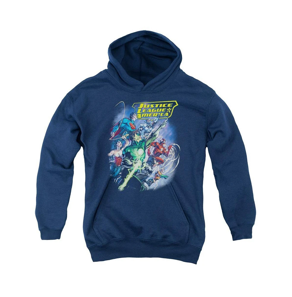 Justice League Boys of America Youth Onward Pull Over Hoodie / Hooded Sweatshirt