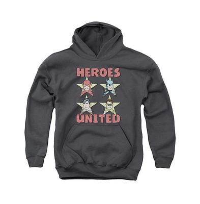 Justice League Boys of America Youth United Stars Pull Over Hoodie / Hooded Sweatshirt