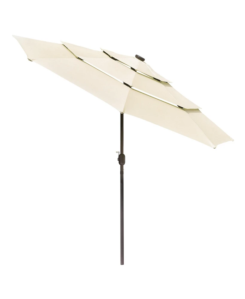 Yescom 3 Tier Patio Umbrella with Solar Led Crank Tilt Button Outdoor