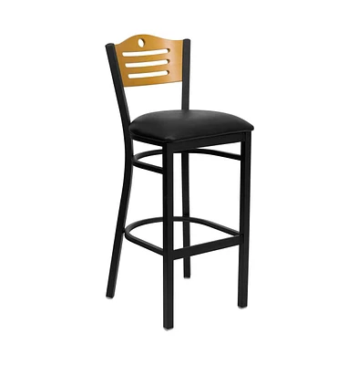 Emma+Oliver Slat Back Metal Restaurant Dining Barstool