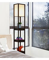 Brightech Maxwell 72" Led Shelf Floor Lamp with Lantern Shade