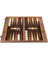 We Games Luxury Walnut Tree-Trunk Backgammon Set - 19 inches - Handcrafted in Greece