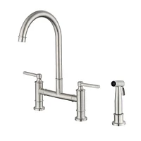 Streamdale Furniture Double Handle Bridge Kitchen Faucet With Side Spray