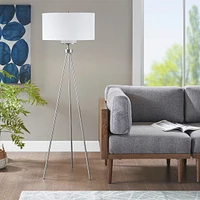 Streamdale Furniture Pacific Tripod Metal Tripod Floor Lamp With Glass Shade