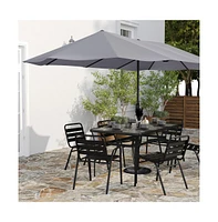 Evanston 15 Ft Triple Head Umbrella for Patio Use with Crank Handle, and Easy Lift Function