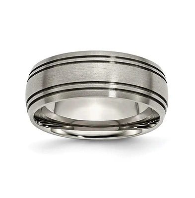 Chisel Titanium Brushed Center Grooved Wedding Band Ring