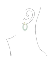 Bling Jewelry Light Green Natural Jade Green Round Bamboo Jade Hoop Earrings For Women Gold Plated Sterling Silver 1.2 Inch Diameter