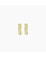 sanctuaire Dainty Hammered Rectangle Bar Earrings Gold