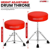 5 Core Drum Throne Red Height Adjustable Guitar Stool Thick Padded Memory Foam Dj Chair Seat - Ds Ch Red