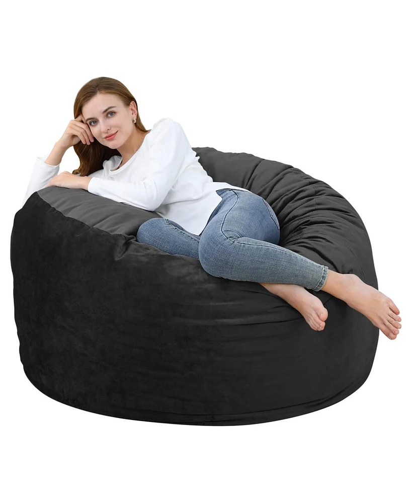 Caromio 4Ft Giant Bean Bag Chair for Adults and Teens, Memory Foam Filled, Removable Velvet Cover