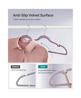 50 Velvet Clothes Hangers with Non-Slip Surface and Shoulder Notches for Storage
